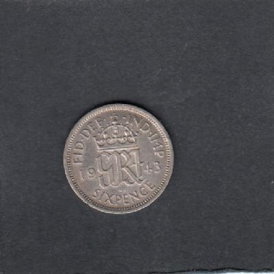 Beschrijving: 6 Pence GEORGIUS VI